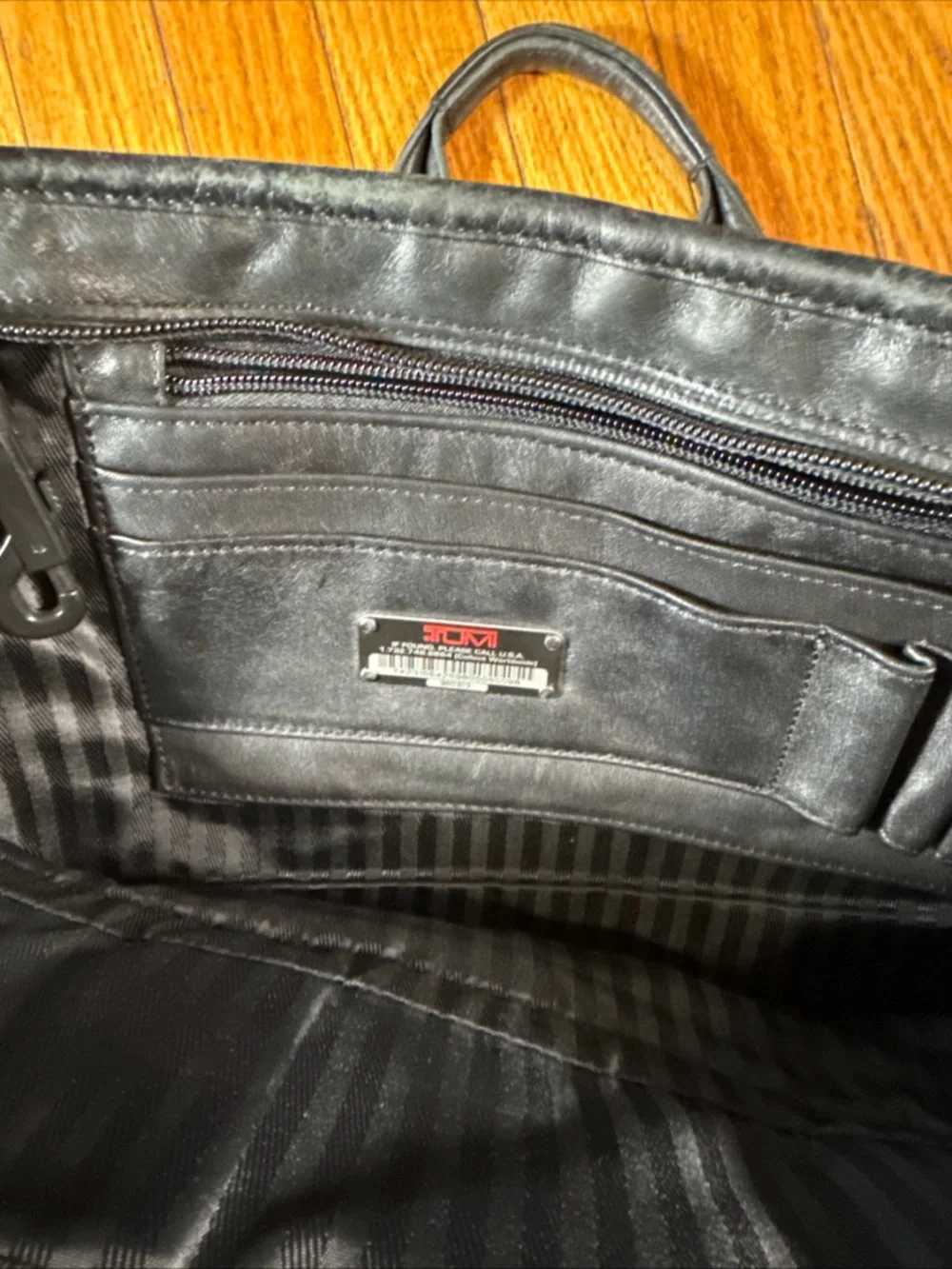 TUMI 9603D3 Leather 2-Way Briefcase Business Bag Black Slim Used
